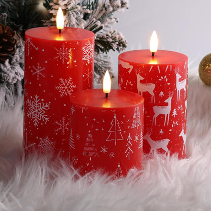 Eywamage White Real Wax Flameless Pillar Candles with Remote, Flickering Flat Top LED Battery Candles Set of 3