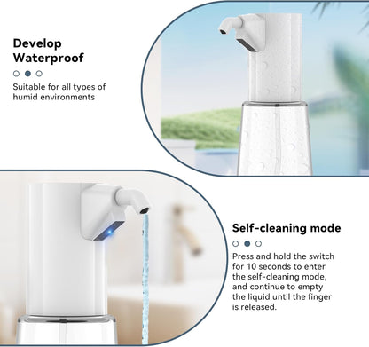 Automatic Soap Dispenser Touchless, Rechargeable 15oz/400ML Large Capacity Four-Level Adjustable Dispenser Volume Suitable for Bathroom and Kitchen (White)