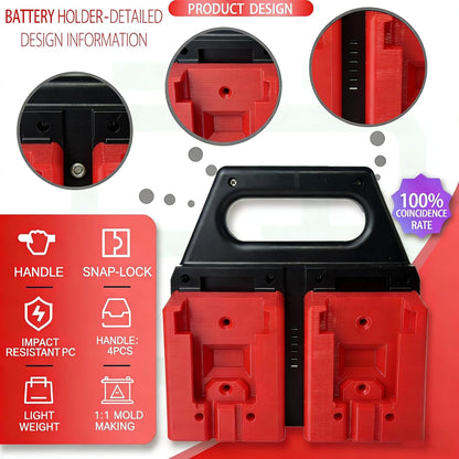 6-Slot Battery Carrying Holder for Makita 18V & 14.4V, Batteries Tool Case Storage Organizer Rack for Makita, Portable and Rugged Battery Caddy with Handle for Jobsite and Mount Bag Use