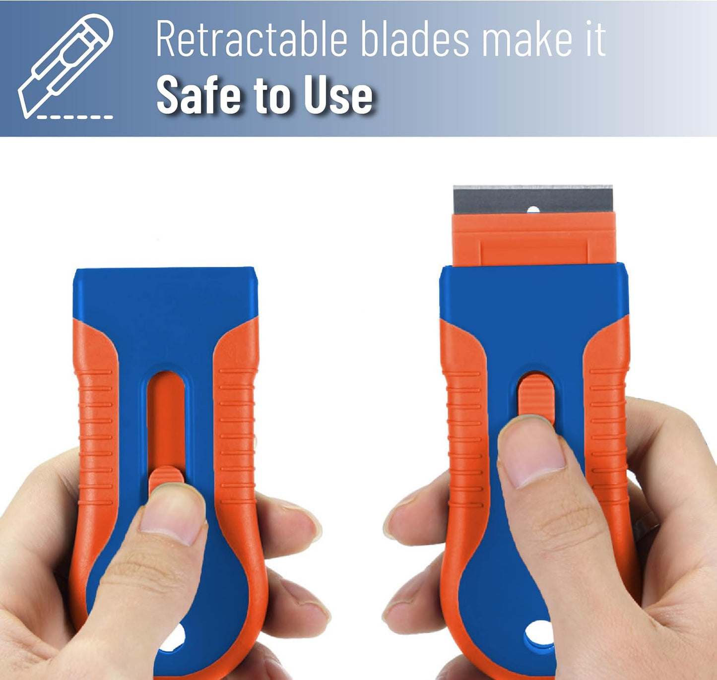 Bates- Razor Blade Scraper Tool, 2 Pack, 30 Extra Stainless Steel Blades, Anti-Slip Ergonomic Handle Design, Razor Scraper Set for Cleaning Window, Paint, Oven, Glass, Stove