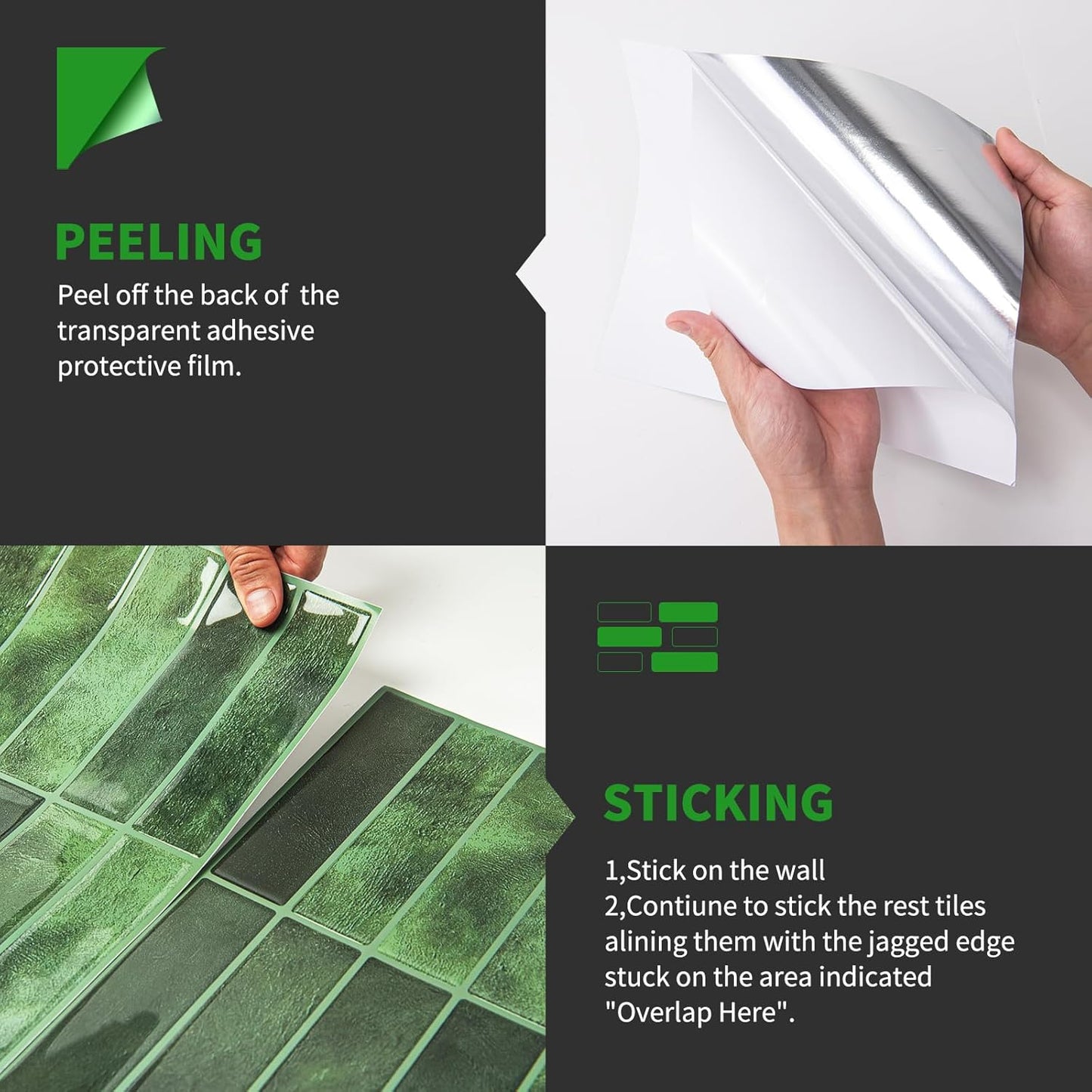 LONGKING Marble Peel and Stick Backsplash for Kitchen, 3D Adhesive Tile Backsplash for Kitchen, Bathroom, Wall Tile, 10 Sheets, 12" x 12"
