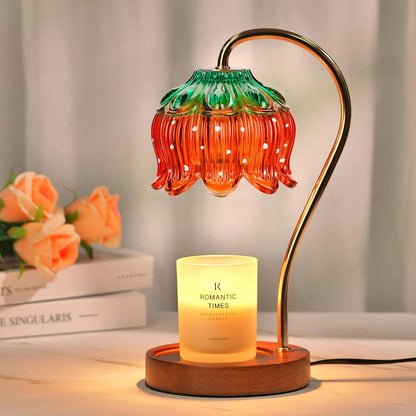Funistree Flower Candle Warmer Lamp with Timer, Dimmable Candle Lamp Warmer, Christmas Birthday Gifts for Women Mom Her, Housewarming Home Decor, Lotus Wax Warmer for Yankee Candles - Lily Amber