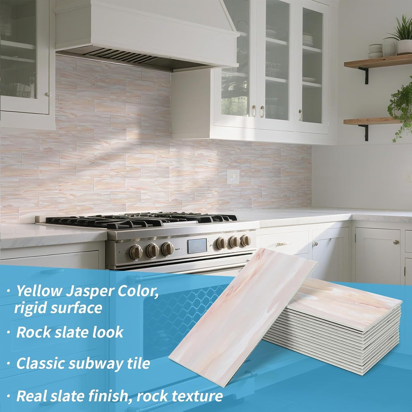 Art3d 102-Piece Peel and Stick Wall Tile for Kitchen Backsplash, Bathroom, Fireplace, 3in. × 6in. Stick on Subway Tile, Glossy White