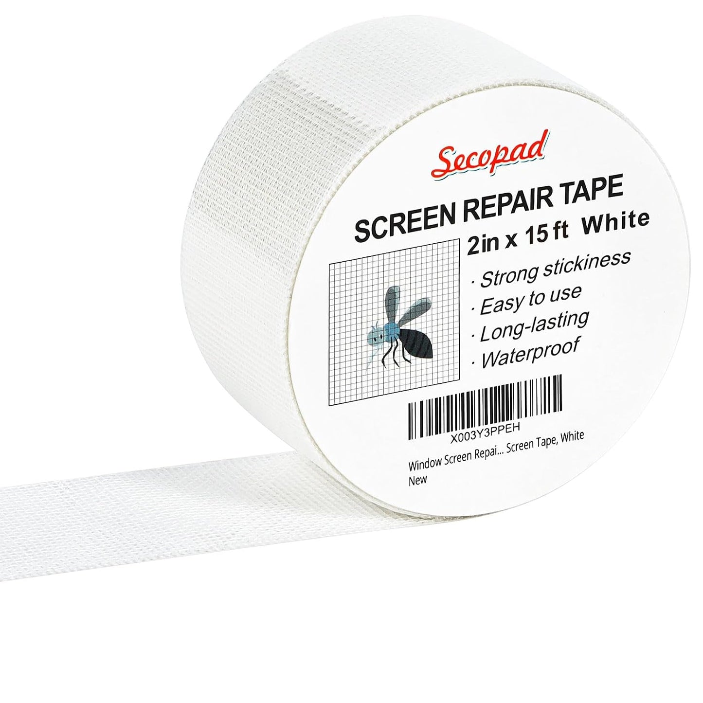 Secopad Black Window Screen Repair Tape, 4 in X 20 FT (240IN) Kit for Windows or Doors, Strong Adhesive Patch Fiberglass Mesh Repair
