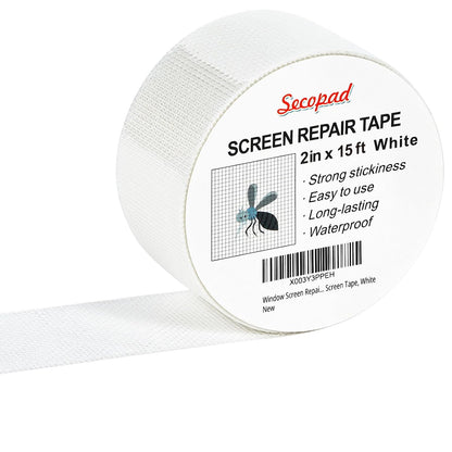 Secopad Black Window Screen Repair Tape, 4 in X 20 FT (240IN) Kit for Windows or Doors, Strong Adhesive Patch Fiberglass Mesh Repair