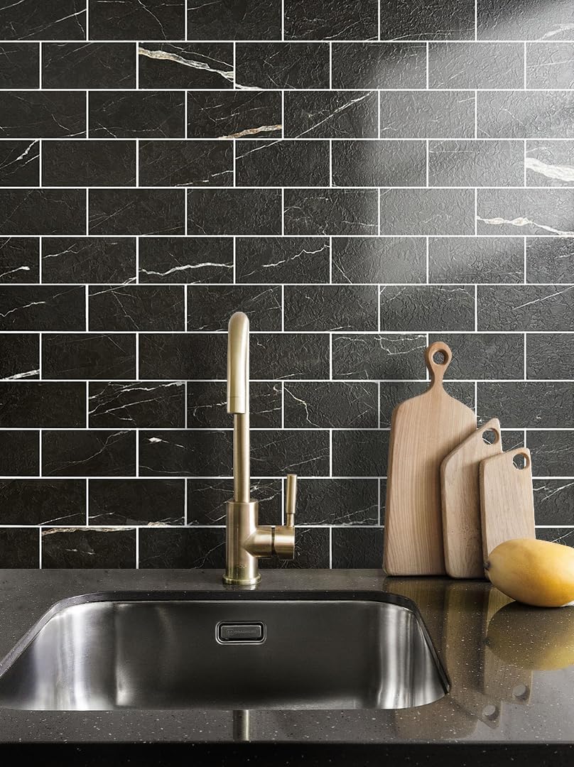 AULIGET 100 Piece Rust Slate Peel and Stick Backsplash Wall Tiles, 3" x 6" PVC Faux Stone Stick on Tiles for Backsplash Kitchen, Bathroom, Laundry Room, Camper, Fireplace