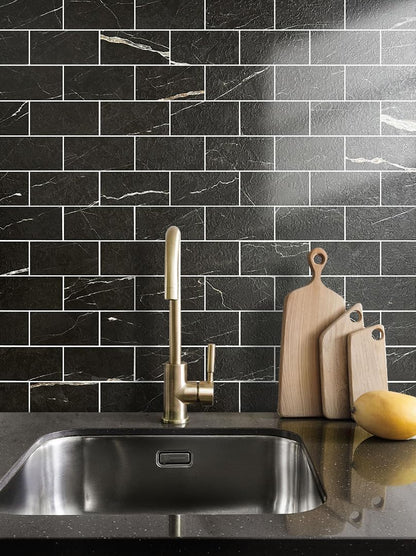 AULIGET 100 Piece Rust Slate Peel and Stick Backsplash Wall Tiles, 3" x 6" PVC Faux Stone Stick on Tiles for Backsplash Kitchen, Bathroom, Laundry Room, Camper, Fireplace