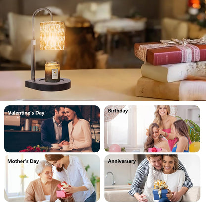 Fragrance Candle Warmer Lamp with 2 Bulbs Electric Candle Warmer with Timer & Dimmer for Home Decor