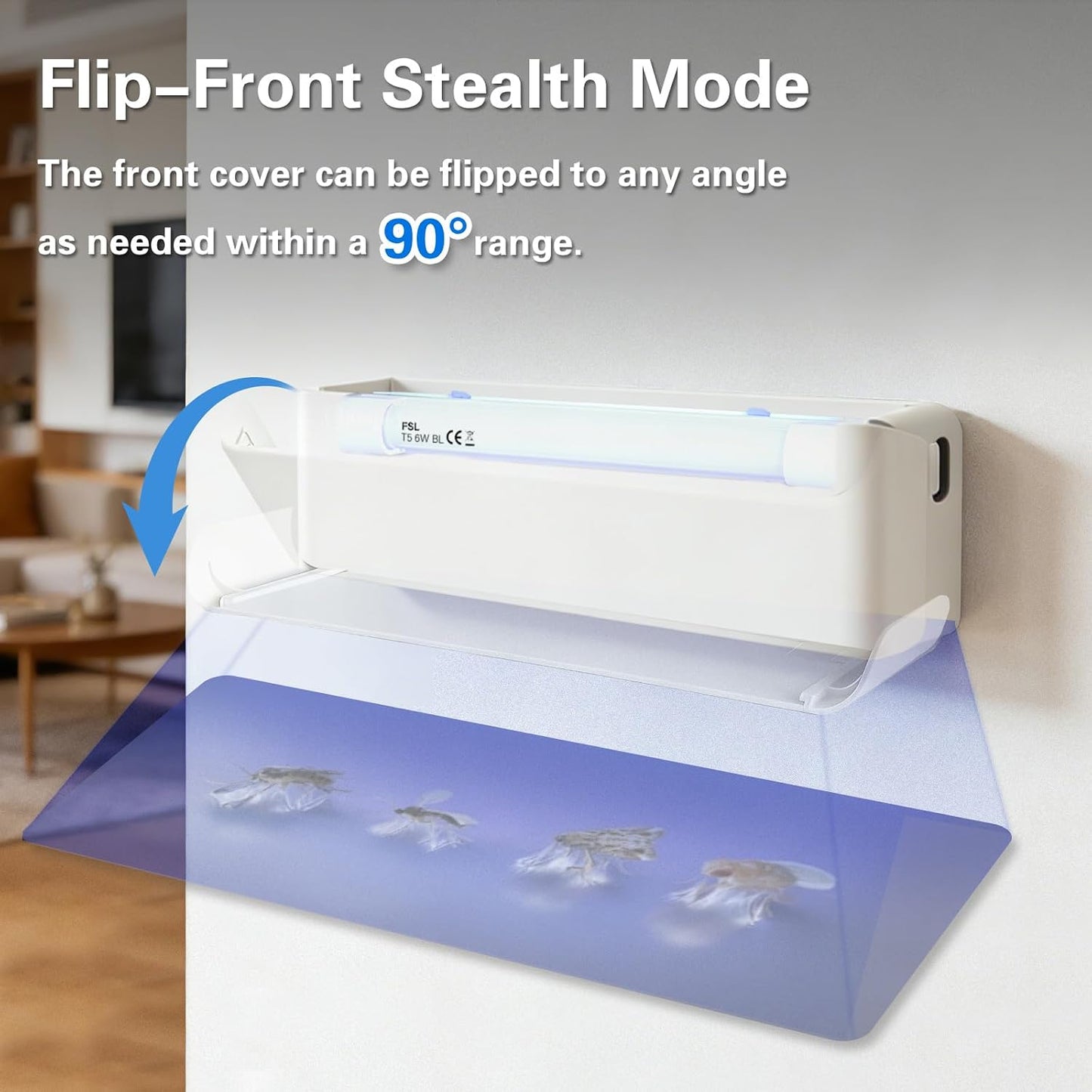 Fly Catcher Indoor,Fruit Fly Traps Indoor for Home,Wall Sconce Fly UV Light Trap for Capturing Flies,Moths, Gnats with 5 Sticky Glue Boards, Bug Catcher Indoor, Light Flying Insect Trap(1pack-White)