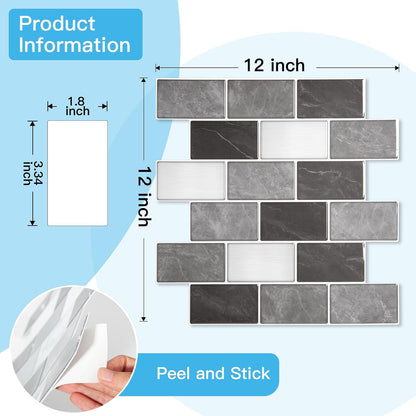 Art3d Peel and Stick Backsplash for Kitchen White Subway (10 Tiles, Thicker Design)