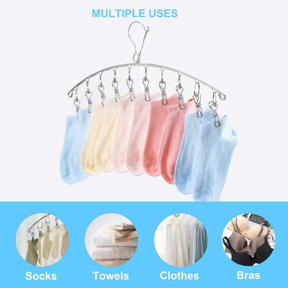 Seropy 30 Pack Metal Clothes Hangers and Clothes Drying Rack with 10 Clips(6 Pack) Stainless Steel Coat Hangers with Anti-Slip Notch, 16.5 Inch