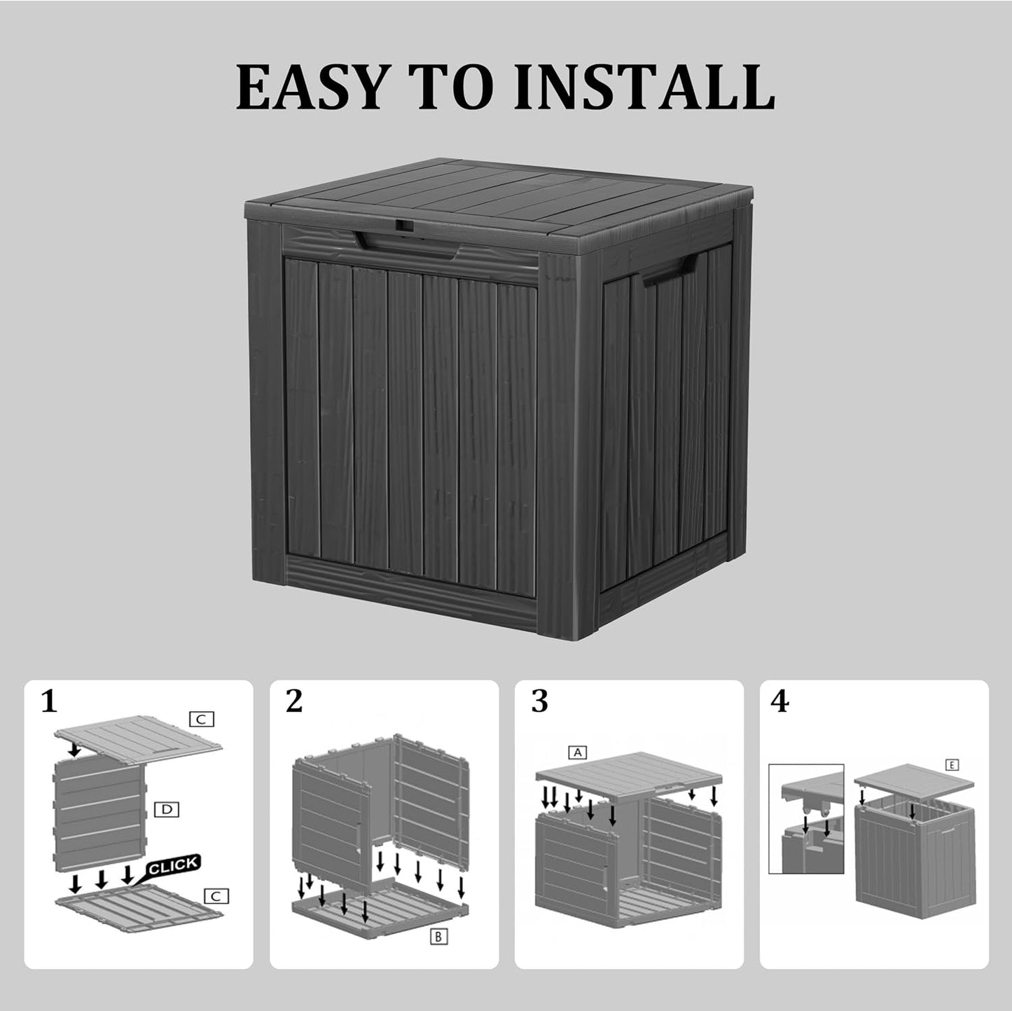 TARKARI 320 Gallon Lockable Resin Deck Box, Waterproof & UV-Resistant Outdoor Storage Box for Outdoor Cushion Storage, Garden Tools & Pool Accessories Storage, Black