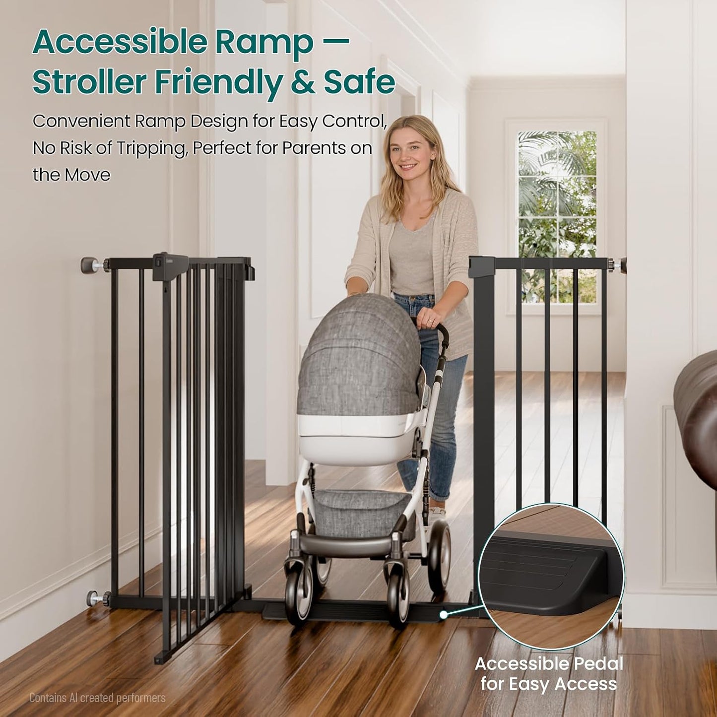 Cumbor 30-46" Baby Gate for Stairs, Mom's Choice Awards Winner-Auto Close Dog Gate for The House, Gifts for Mom, Easy Install Pressure Mounted Pet Gates for Doorways, Black