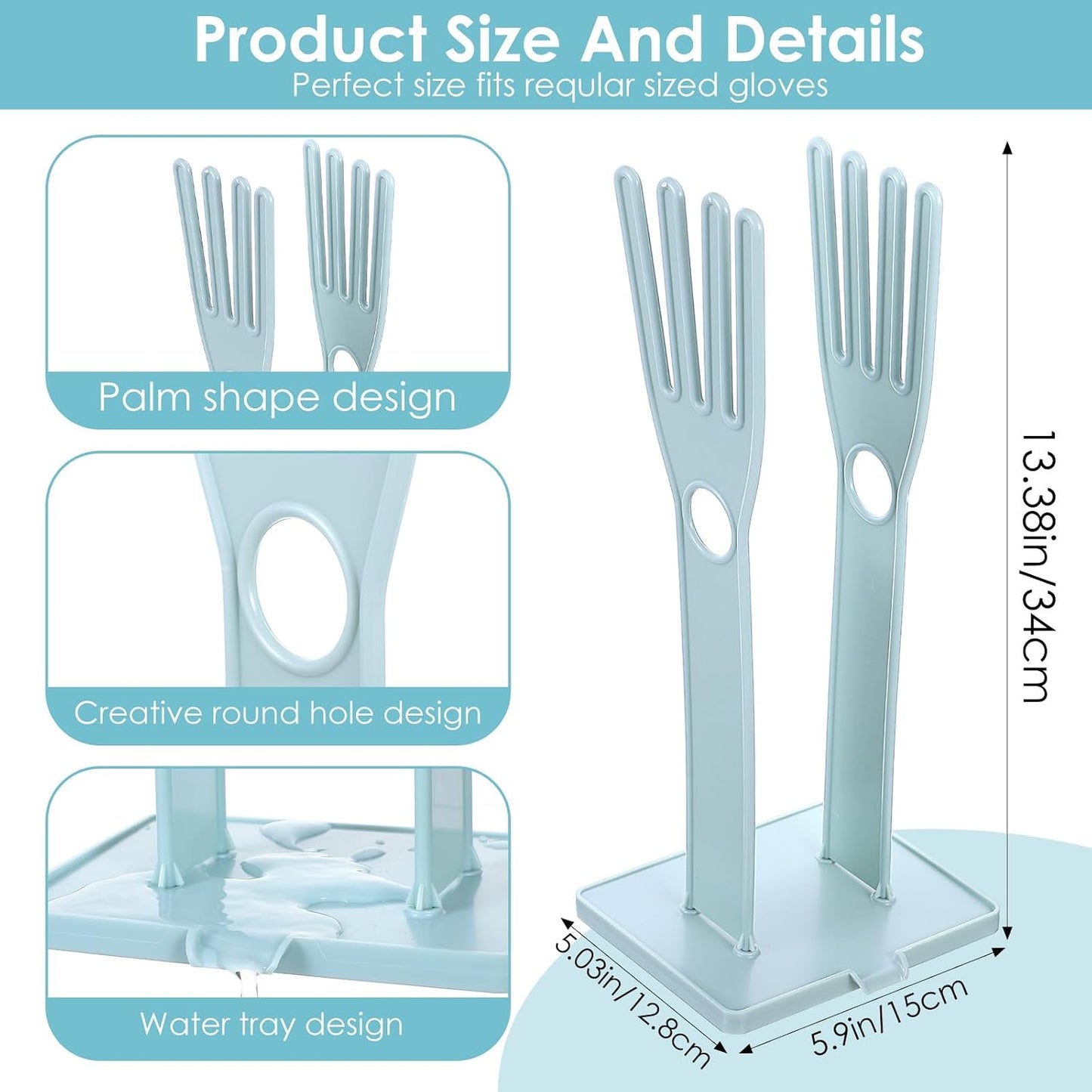 Kitchen Gloves Holder Mitten Dryer Reusable Rubber Glove Clothes Drying Rack Plastic Washing Sink Holder Stand Towel Hanger for Dish Gloves Rags Sponge Food Bag Organizer Blue