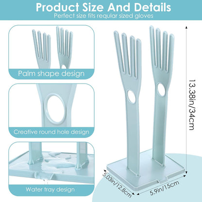 Kitchen Gloves Holder Mitten Dryer Reusable Rubber Glove Clothes Drying Rack Plastic Washing Sink Holder Stand Towel Hanger for Dish Gloves Rags Sponge Food Bag Organizer Blue