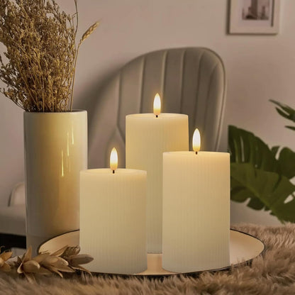 ANGELLOONG Flickering Flameless Candles, Realistic Battery Operated Candles with Remote and Timer, Set of 3 LED Candles for Room Fall Home Wedding Decor Centerpieces Table Party Valentines Decorations