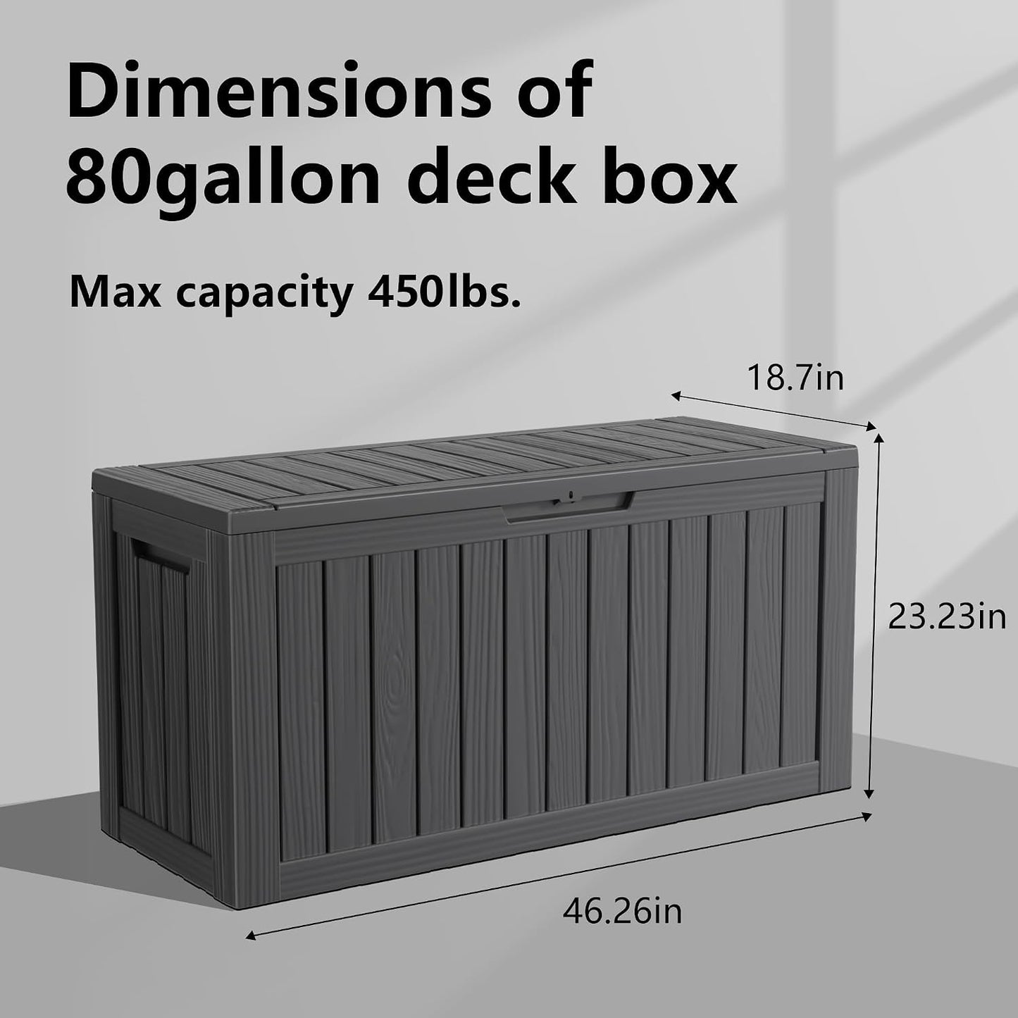 125Gal Outdoor Storage Box, Lockable Deck Box with Hydraulic Lid | Waterproof UV-resistant, Durable outdoor bin for patio cushions, pool accessories & garden tools. Keeps contents secure & dry