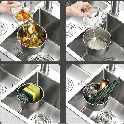 Stainless Steel Round Drain Basket, 5.8 Inch x 3 Inch Stainless Steel Kitchen Sink Strainer for Drain Water (2)