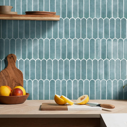Commomy Thicker Ocean Mist Peel and Stick Backsplash - 10 pcs of 12" x 12" - 3D Adhesive Peel and Stick Tiles Backsplash for Kitchen, Bathroom, Removable, Waterproof, Vinyl Wall Tile
