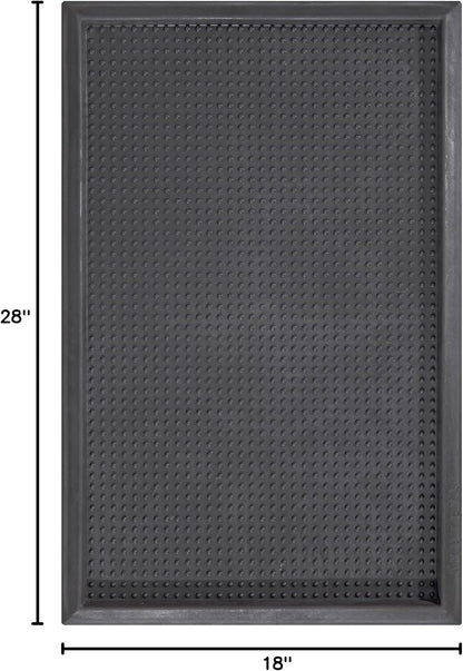 Ottomanson Indoor/Outdoor Boot Tray Non-Slip Rubber 16" x 32" Modern Entryway Mat for Entryway, Patio, Backyard, Garage, 16" x 32", Black