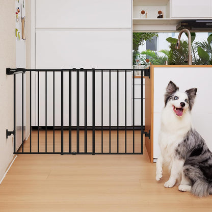 Babelio Baby Gate for Stairs, Kitchen & Doorways, No Bottom Bar| One-Handed Operation| Auto-Close| Hardware Mount (Drill Needed) Safety Dog/Pet Gate (Black - B17, 26-43" W, 28" H)
