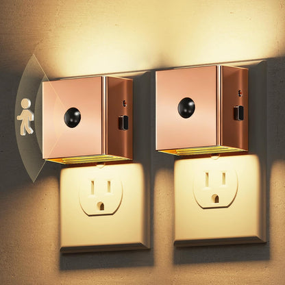 L LOHAS LED Motion Sensor Night Light, [2-Pack] Plug in Night Light with Motion Sensor and Dusk to Dawn Sensor, Brightness Adjustable, 3000K Soft White Nightlight for Bathroom Hallway Kitchen