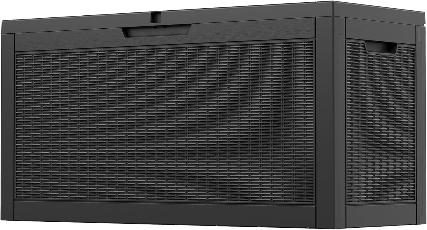 Outdoor Storage Box, 31 Gallon Resin Deck Boxes Outdoor Waterproof For Patio Furniture, Garden Tools, Pool Supplies, Lockable And UV Resistant (Rattan Gray)