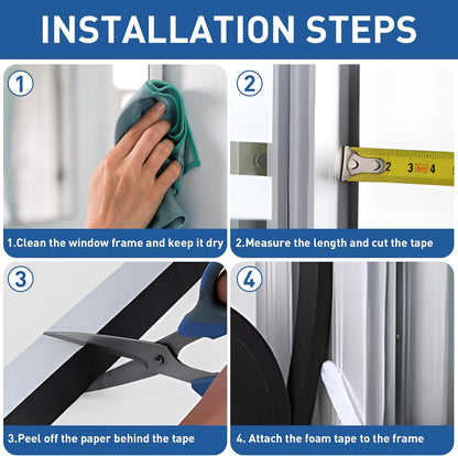 TamBee Weather Stripping Foam Tape 1/2 Inch Wide X 1/2 Inch Thick,High Density Foam Strip Self Adhesive Weatherstrip Insulation Foam Rubber Seal Strip 13 Ft(2 Rolls of 6.5 Ft Long Each)