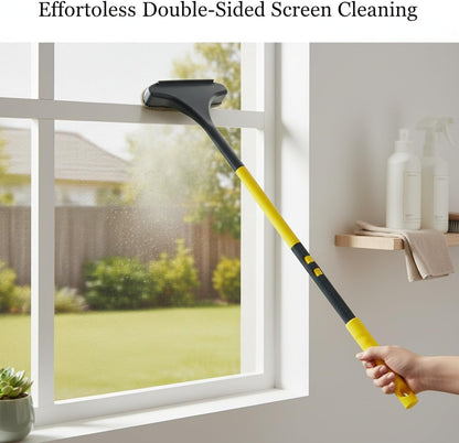 Double-Sided Window Screen Cleaning Brush, Slim 0.4-Inch Profile for Interior & Exterior Care, Durable PP Plastic Tool for Fixed Frames (Green, 1 Pack)