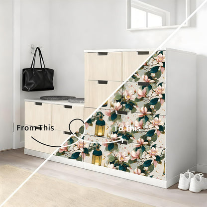 Peel and Stick Wallpaper, Soft Wildflower Botanical Contact Paper, PVC Vinyl Removable Wall Covering, Waterproof Easy-Clean, No Residue Renter Friendly, Neutral Decor, 39.4x17.3 in (Flowers2)