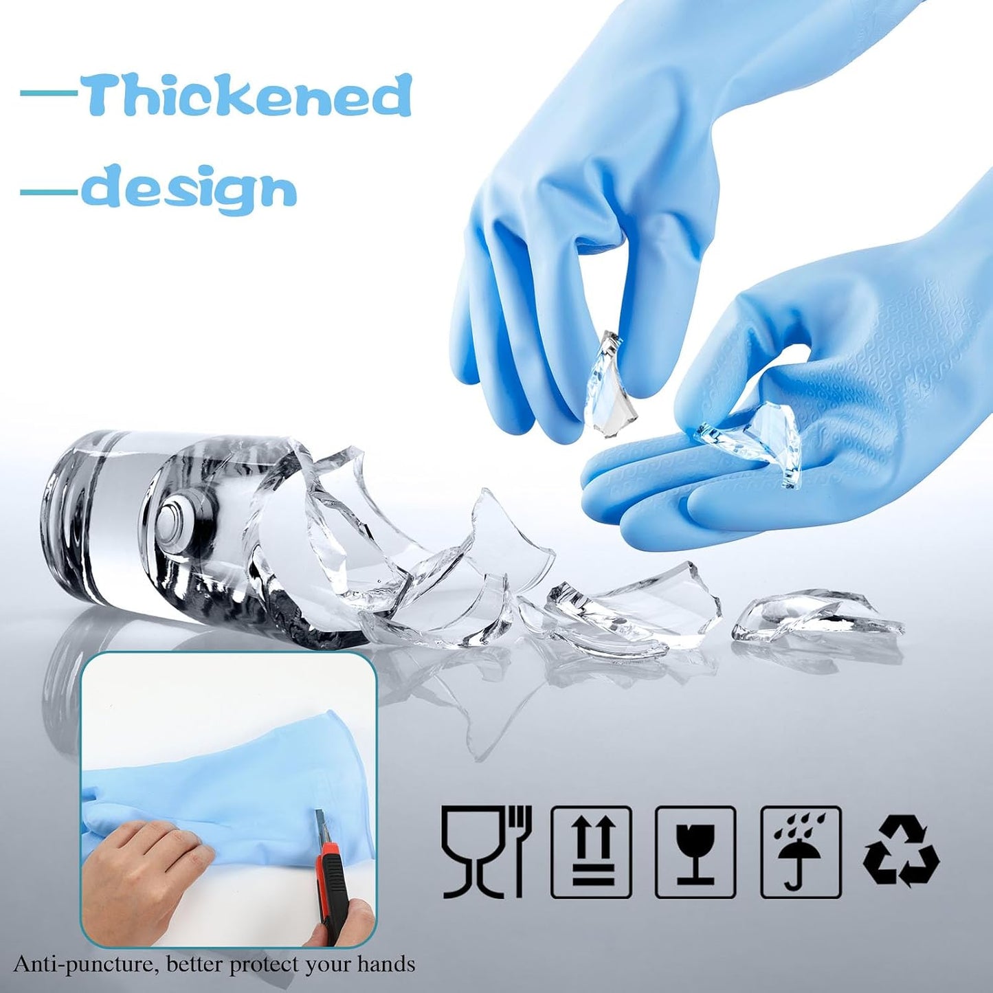 Rubber Reusable Gloves Long Household Dishwashing Gloves Kitchen Cleaning for Dishes Clean Gardening