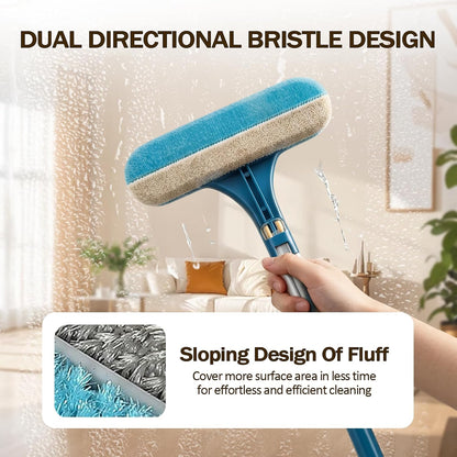 Window Screen Cleaning Brush, 3 in 1 Window Screen Cleaner Brush with Squeegee and Detachable Long Handle,Wet Dry Dual-Use Mesh Screen Cleaner Tool for Dusty Corners, Patio Door Porch Screens(Blue)