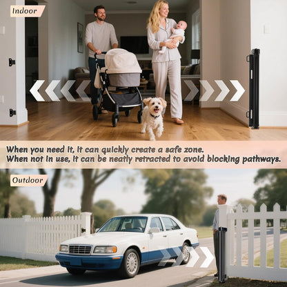 Miumoon 71 inch Retractable Baby Gates 42 inch Tall, Retractable Gate with Reinforced Strip Design to Prevent Crawling Through, 6 FT Retractable Dog Gate for Stairs, Doorways, Hallways, Indoor/Outdoor