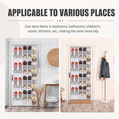 Windyun 40 Over The Door Shoe Organizer, Large Mesh Pocket Hanging Shoe Rack Hanger Large Capacity Gray Behind The Door Storage Holder for Dorm College Closet Entryway Bedroom Utility Room Women Men