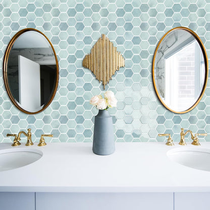 10-Sheet Hexagon Peel and Stick Backsplash for Kitchen, New Upgrade Premium Extra Thicker Design 3D Self Adhesive Wall Tiles, Large Stick on Tiles for Kitchen and Bathroom (12" x 12")