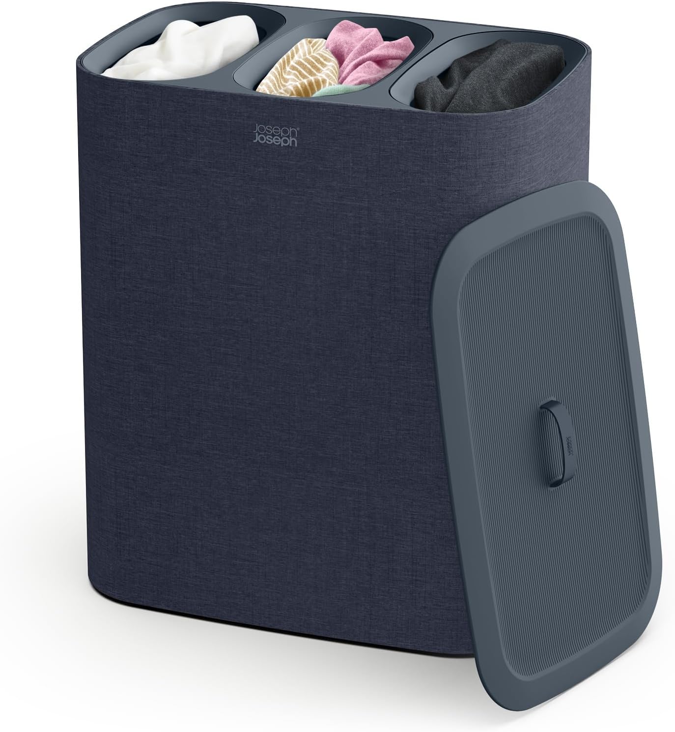 Joseph Joseph Tota Trio 90 liter/23.8 gallon Laundry Hamper Separation Basket with lid, 3 Removable Washing Bags with Handles- Ecru