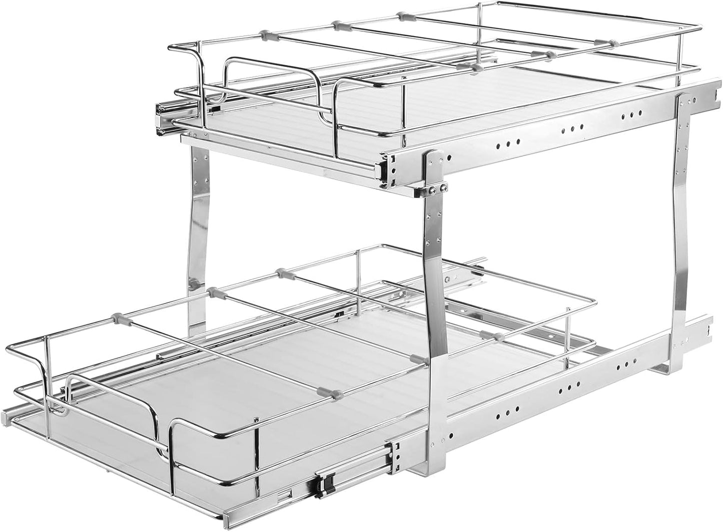 VEVOR Pull Out Cabinet Organizer, 12"W x 21"Dx15.2"H Heavy Duty Slide Out Pantry Shelves, Chrome-Plated Steel Roll Out Drawers for Home,13.5"Wx22"Dx19"H Inside Kitchen Cabinet, Bathroom, Under Sink
