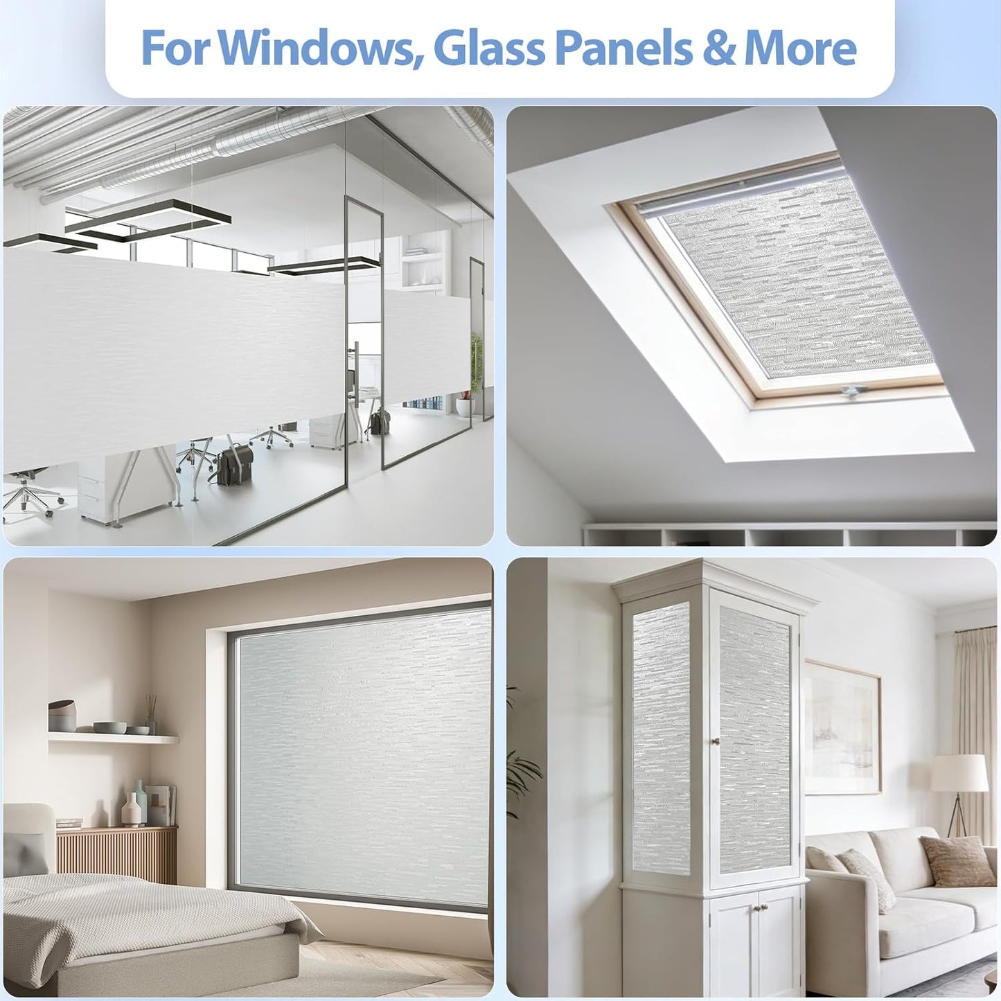 GTJ Frosted Window Privacy Film, Static Cling No Glue Removable Reusable, UV Blocking Glare & Heat Reduction, for Bathroom Glass Door Home Office, 17.5" x 78.7"in