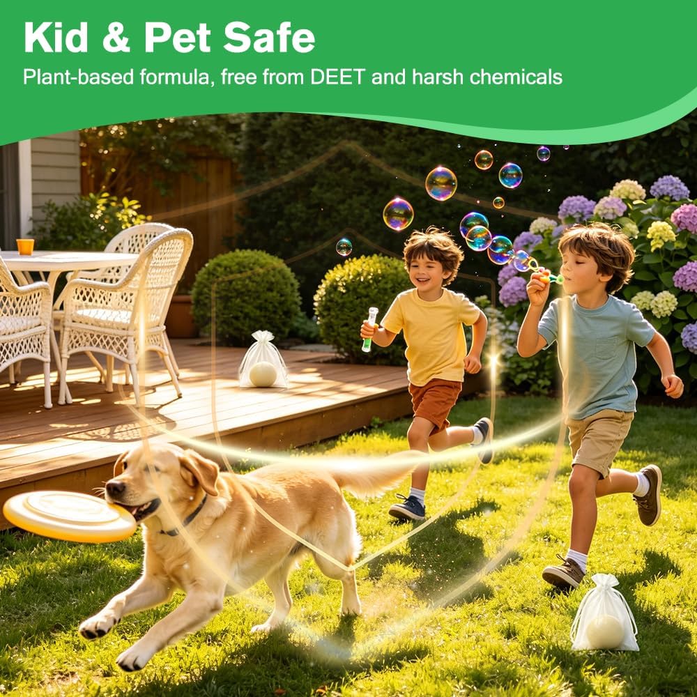 12 PCS Mosquito Repellent Balls, Plant-Based Formula Mosquito Repellent Outdoor Patio Garden Camping RV Use, Powerful Bug Repellent Ball for Indoor Outdoor Mosquito Repelling, DEET-Free Kid & Pet Safe