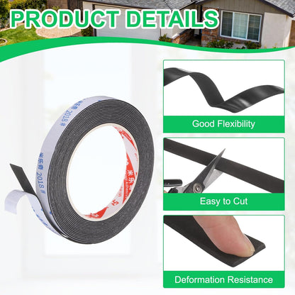 PATIKIL Sponge Rubber Foam Tape, 5/8" W x 1/8" t x 16.4ft l Self-Adhesive Foam Insulation Tape Weather Stripping for Window Door Soundproofing Weatherstrip AC Seal Strip, Black