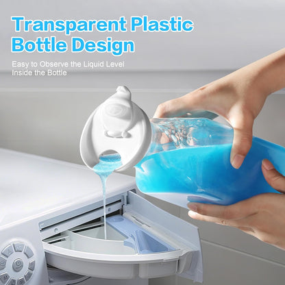 Laundry Detergent Dispenser Bottle 40oz with Waterproof Label for Laundry Detergent Soap Fabric Softener Bleach Scent Booster Beads, Sturdy PET Bottle for Laundry Room Decor 2 Pack White