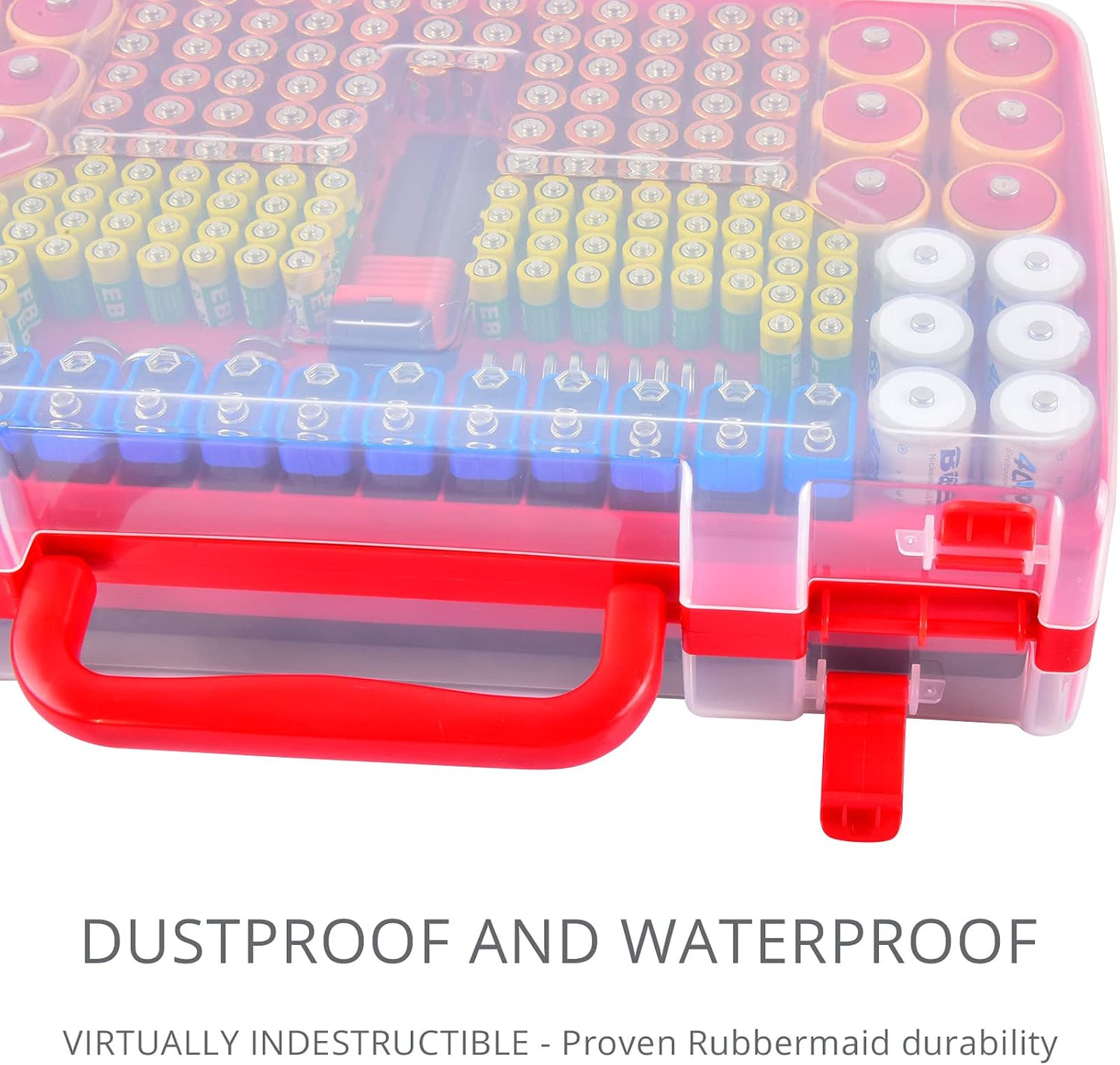Battery Organizer Storage Case with Tester for 269 Batteries, Double Sides | Plastic, For AA AAA 4A C D Cell 9V 3V LR44 CR2 CR123 CR1632 18650 Button, Wall/Drawer, For Families/DIY/Home/Garage, Grey