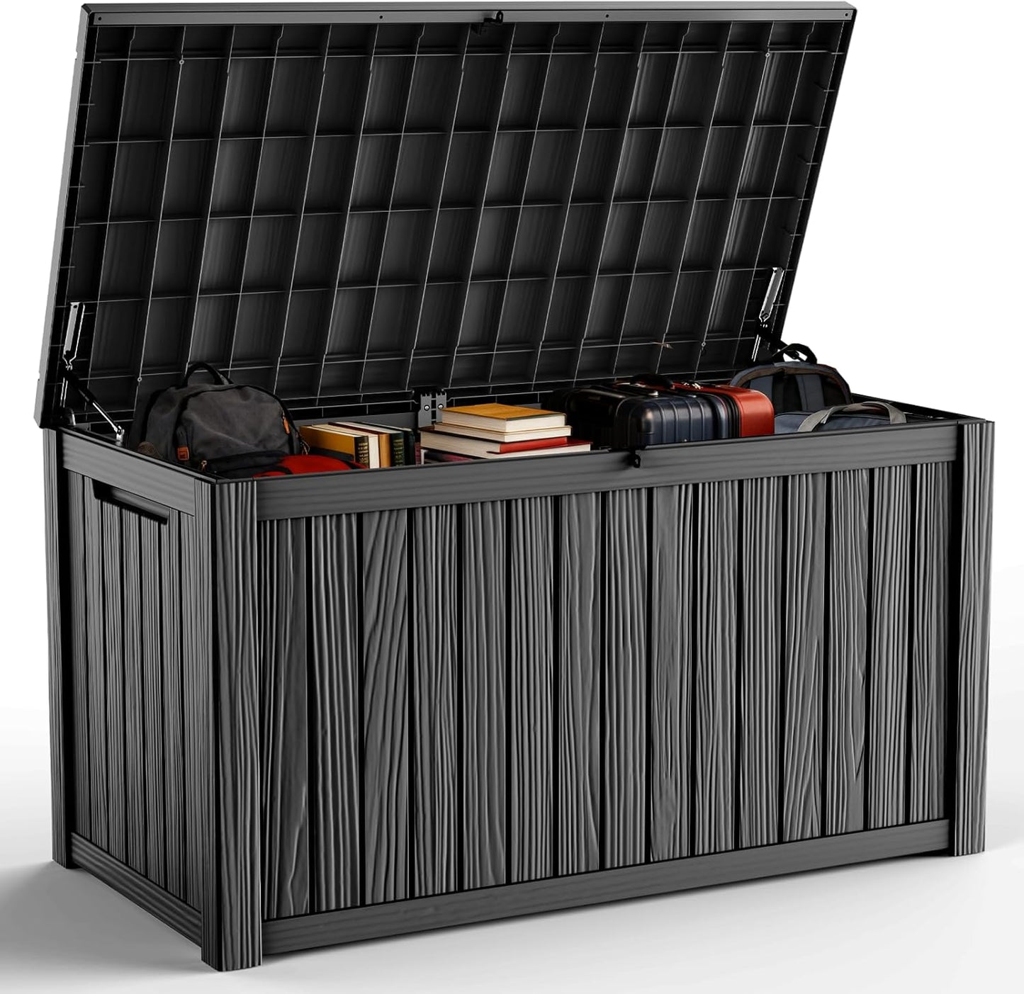DRATO 180 Gallon Outdoor Storage Box, Large Waterproof Deck Box, Lockable Resin Storage Container with Reinforced Support for Patio Cushions, Garden Tools, UV-Resistant Outdoor Chest（Black，180 Gallon）