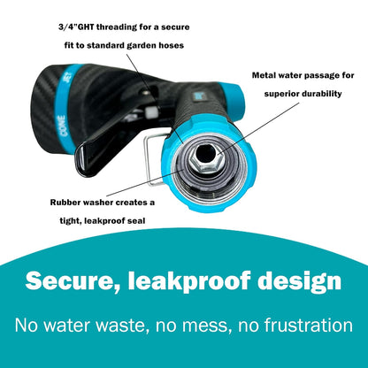 Gilmour Heavy Duty Garden Hose Nozzle, Swivel Connect, 5 Spray Patterns, Ergonomic Grip, Flow Control, Trigger Lock, Thumb Control