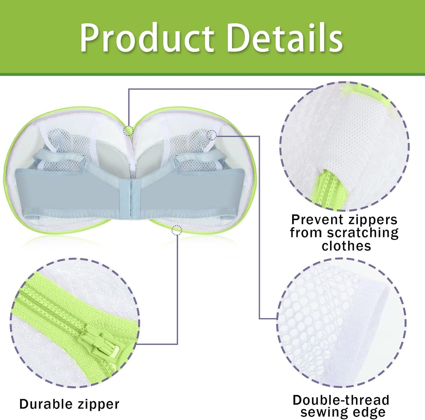 Shappy 6 Pieces Bra Washing Bag for Laundry Mesh Wash Lingerie Underwear Brassiere Washing Bags with Zipper for Women Laundry Storage(7.87 Inch,Pink)