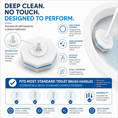 Disposable Toilet Bowl Brush and Holder Set – 40 Refills Included, No-Touch Toilet Wand Cleaning System, Toilet Brush & Holder for Bathroom, Hygienic Toilet Bowl Cleaner Starter Kit