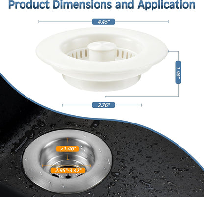 Sink Drain Strainer 3 in 1, 304 Stainless Steel Pop Up Kitchen Sink Stopper with Anti-Clogging Basket, Kitchen Essential Drain Anti-Clog Gadgets, Fits US Standard 3-1/2'' Sink Drain (SUS 304 Brushed)