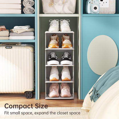 HAIXIN Vertical Narrow Tall Shoe Rack for Front Door Entrance, 7-Tier Sturdy Stackable Shoe Rack Organizer for Closet Entryway, Corner Shoe Storage Shelf Shoe Cubby