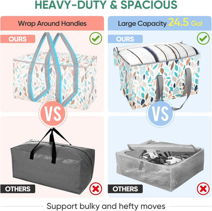 BALEINE 6-Pack Oversized Moving Bags with Reinforced Handles, Heavy-Duty Storage Tote for Clothes, Moving Supplies (Clear, 6-Pack)