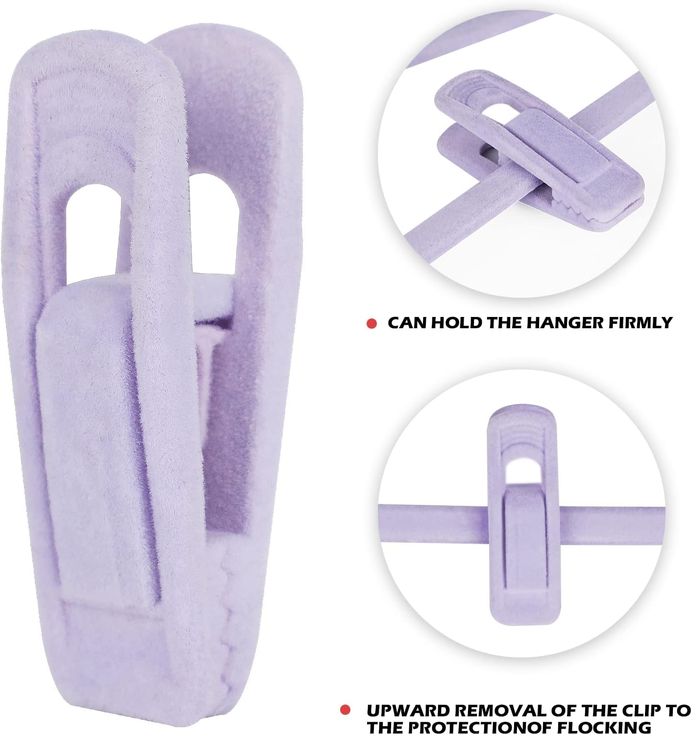 Tinfol Velvet Hanger Clips, 24 Pack Black Pants Hangers Clips, Large Opening Clothes Pin, Strong Finger Flocked Clip Perfect for Use with Slim-line Clothes Velvet Hanger